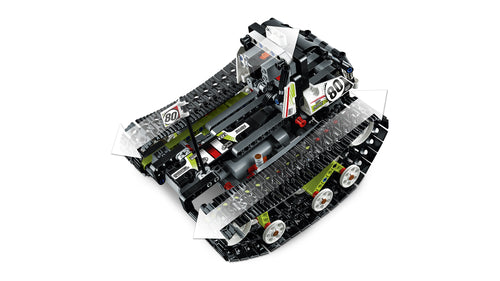 LEGO Technic 42065 – Fjernstyret bæltekøretøj – bæltekøretøjet set ovenfra og skråt forfra