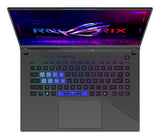 ASUS ROG Strix G16 G614PR-RV003W – taster og arbejdsflade set ovenfra; tastaturlayout illustrativt
