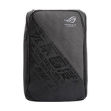 ASUS ROG Ranger BP1500 sort og grå rygsæk forfra med diagonalt mønster og ROG-logo
