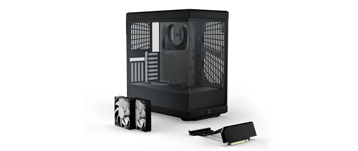 HYTE Y40 Black Miditower - Panoramic Glass View - Inkluderad PCIe 4.0-stigkabel - 2 InkluderadeFläktar