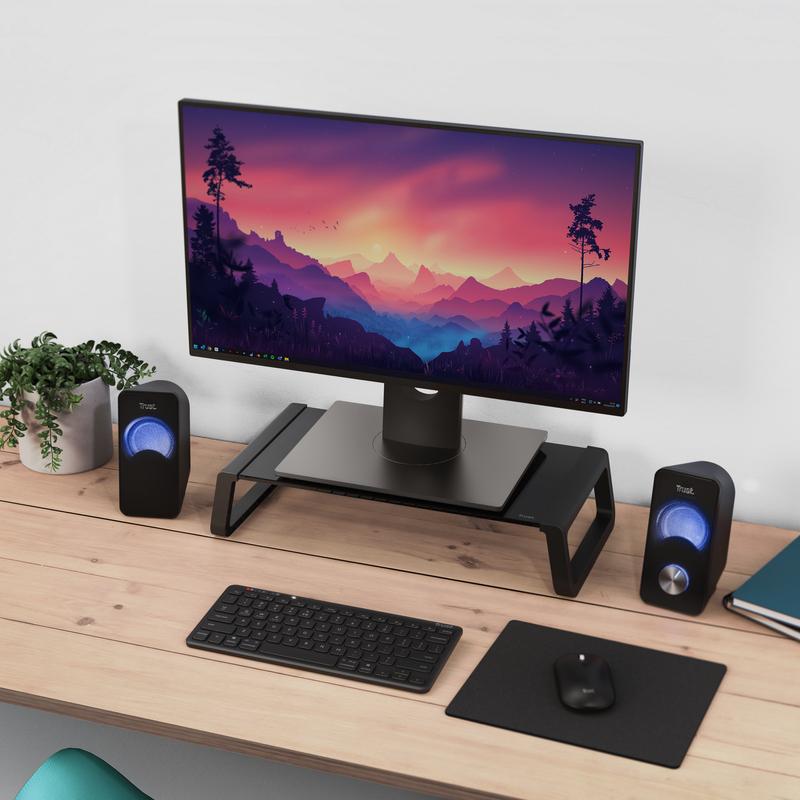 TRUST MONTA GLASS MONITOR STAND - SVART
