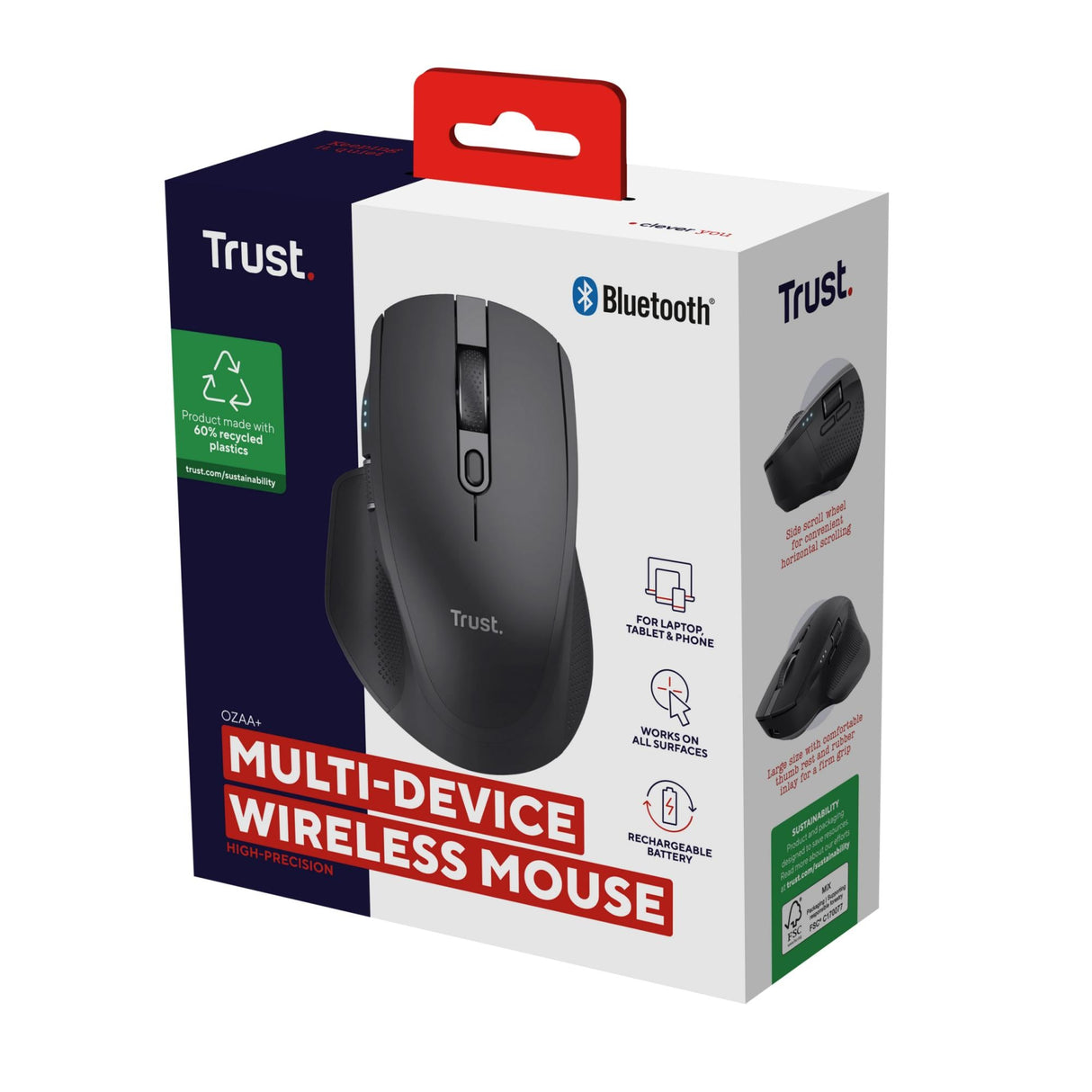 TRUST OZAA+ MULTI-CONNECT TRÅDLÖS MUS - SVART