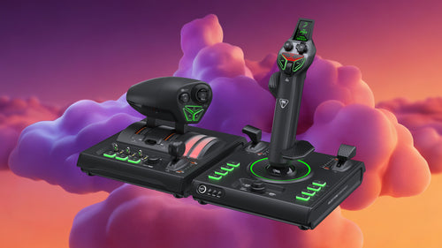 Turtle Beach VelocityOne H.O.T.A.S. – PC-flystyring – Sættet på illustreret baggrund