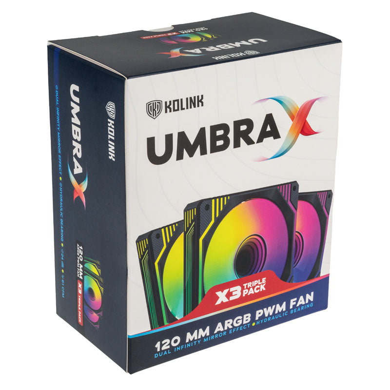 Kolink Umbra X 120mm ARGB PWM Fläkt 3-pack - Svart