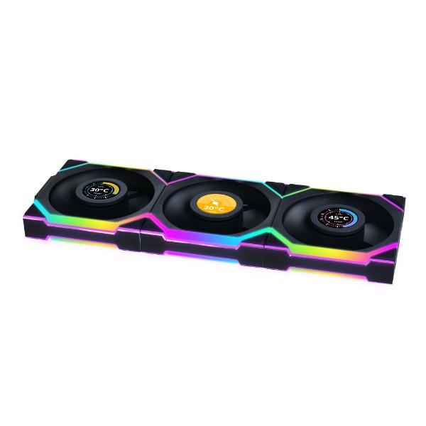 Lian Li UNI FAN SL Trådlös LCD Reverse, 3-pack, Svart - 120mm