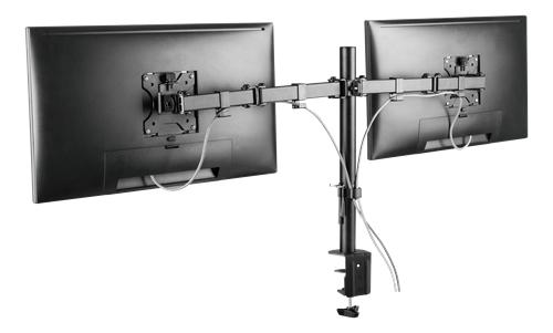 Deltaco - Dual Monitor Monitor Arm - 13&quot;-32&quot; Monitors - Svart