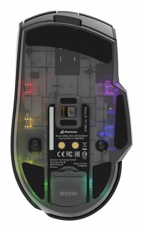 Sharkoon SKILLER SGM50W Black 6400 DPI ATG4090 RGB 2.4GHz Wireless 70h Battery Charging Dock Gaming Mouse Sharkoon