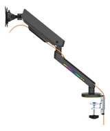 Premium RGB Single Monitor Arm, Fjärrkontroll, Svart