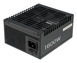 ASUS Pro WS 1600W Platinum – skråt produktfoto med strømstik og sidepanel