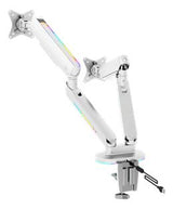 WA96 Premium Gaming Double Screen Arm RGB Light White