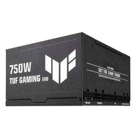 ASUS TUF Gaming 750W Gold EVO – side og modulære kabelstik set skråt