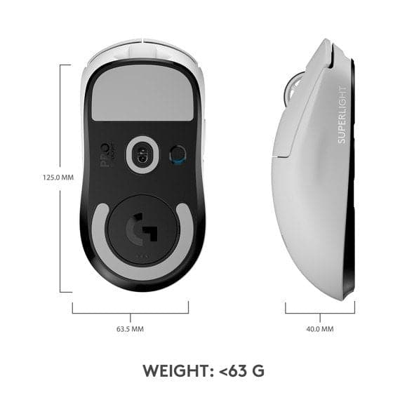 Logitech - PRO X SUPERLIGHT Trådlös Spelmus - VIT