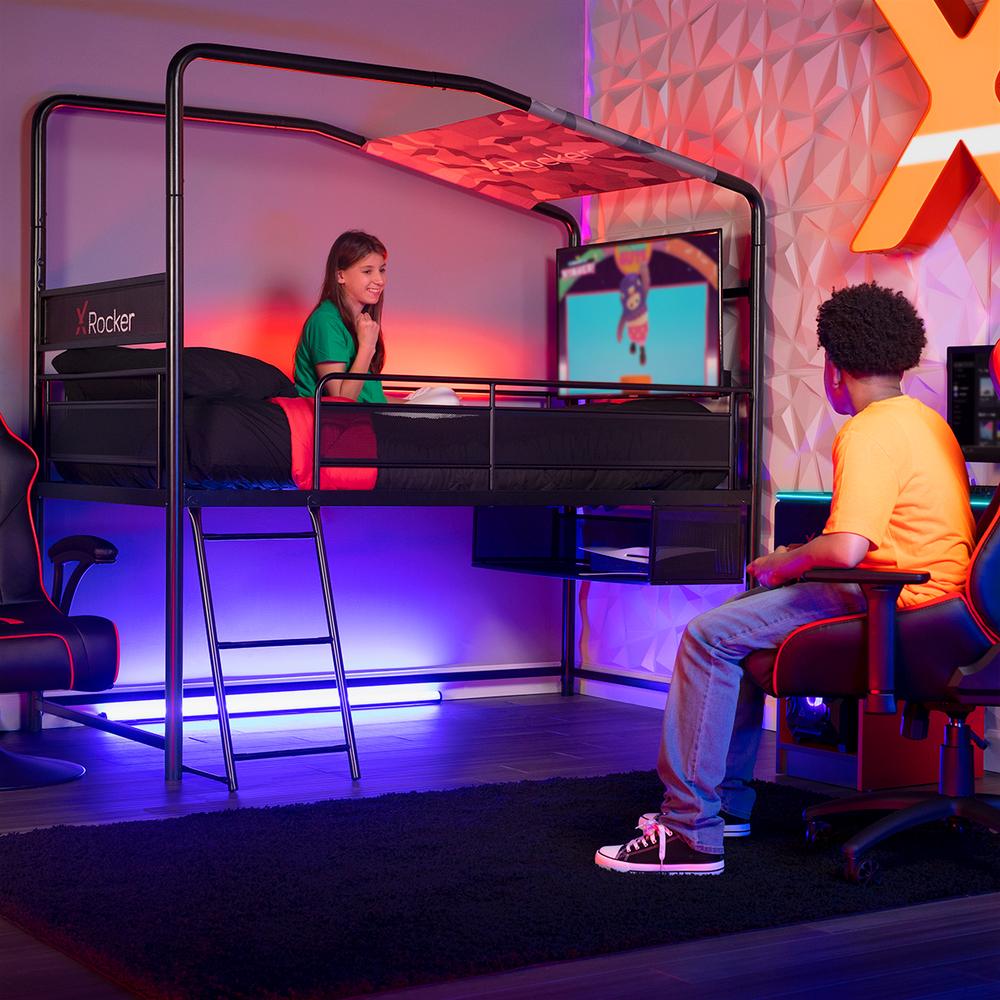 XROCKER CONTRA MID-SLEEPER GAMING VÅNINGSSÄNG MED VÄNDBAR PROFIL - SVART OCH CAMO
