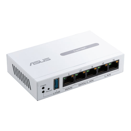 Kompakt ASUS EBG15-router set skråt forfra