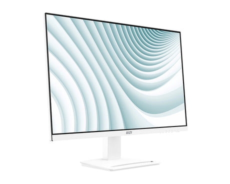 MSI PRO MP273AWDE – 27″ skærm, 1920 × 1080, 100 Hz, hvid – forside fra en anden vinkel