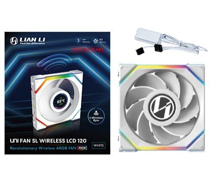 Lian Li UNI FAN SL Trådlös LCD Omvänd, Vit - 120mm