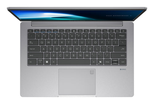 ASUS ExpertBook P1 P1403CVA-S62135X – taster og arbejdsflade set ovenfra; tastaturlayout illustrativt