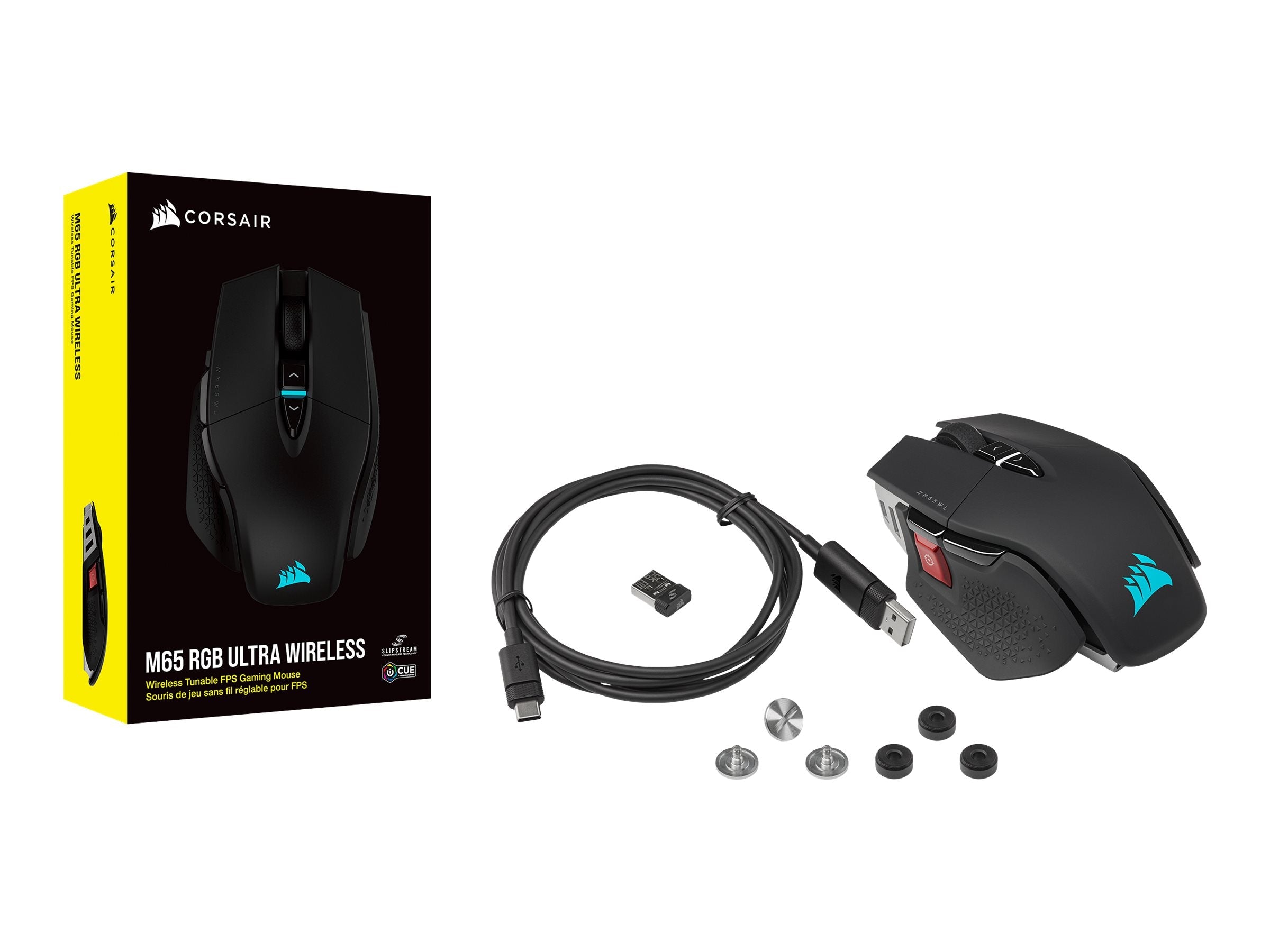 CORSAIR Gaming M65 RGB ULTRA TRÅDLÖS Optisk Trådlös Kabel Svart