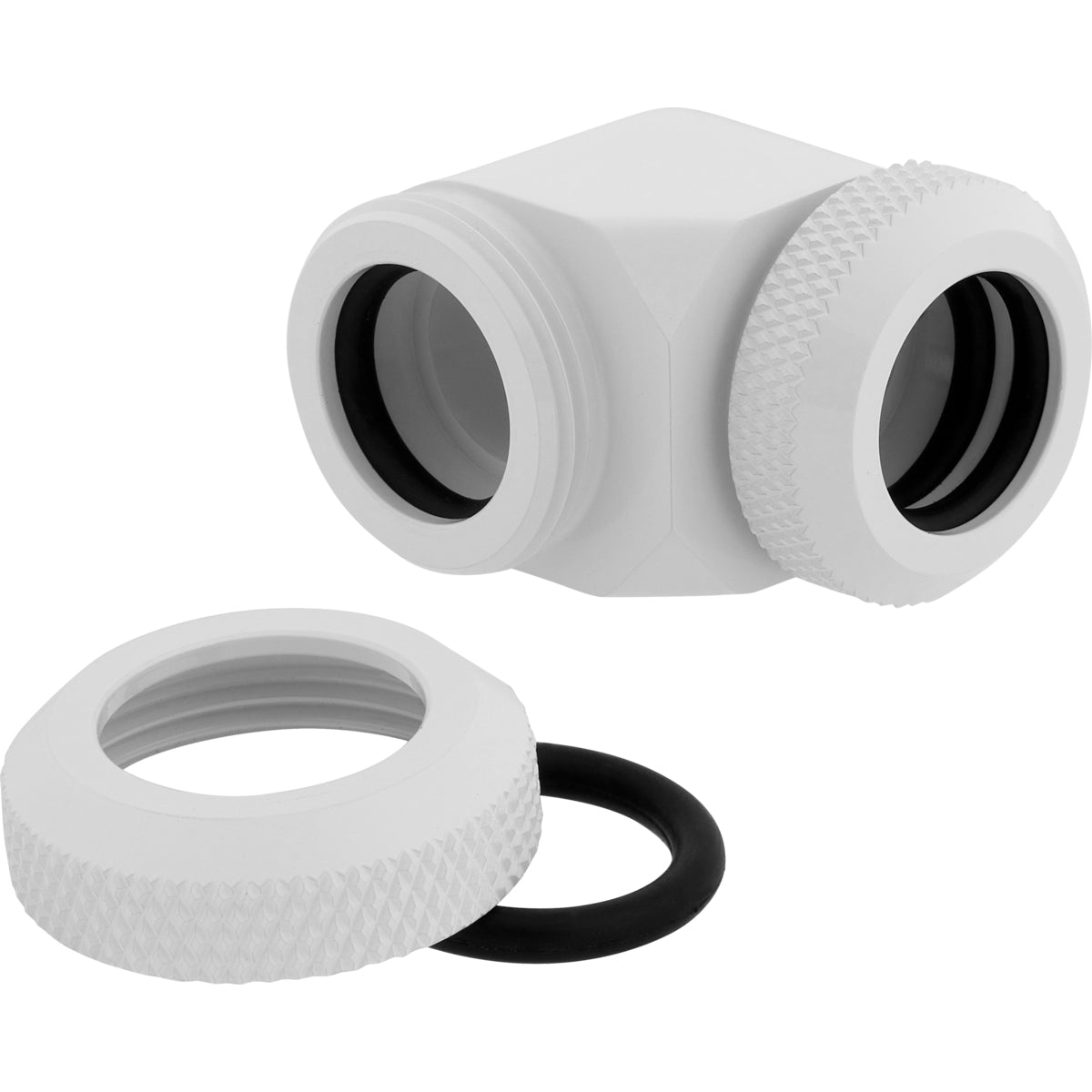 CORSAIR Hydro X Series XF Hardline 90° 12mm ytterdiameter vinklad koppling för vätskekylningssystem 2-pack vit