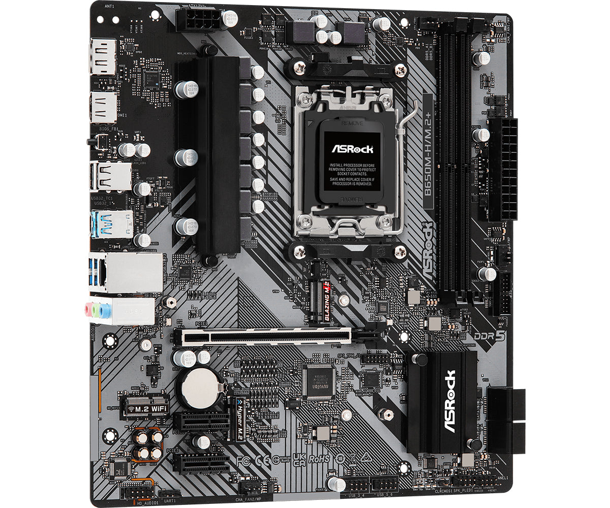 Asrock B650M-H/M.2+ Moderkort Micro ATX AM5 Socket DDR5