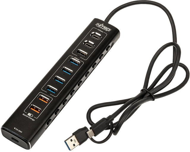Nitro Concepts UH1 Hybrid USB-hub - 10 porte