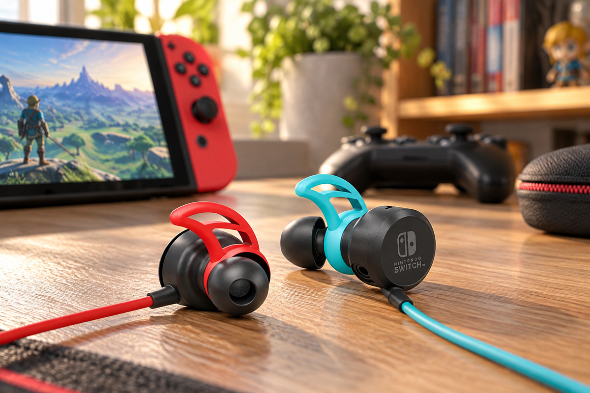 HORI Gaming Earbuds Pro – in-ear gamingheadset – rød/blå – stemningsbillede