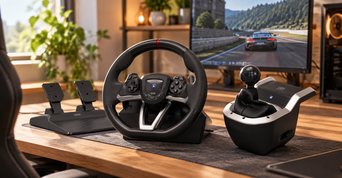 HORI Racing Wheel Pro Deluxe + 7-Speed Racing Shifter pakke til PC – stemningsbillede