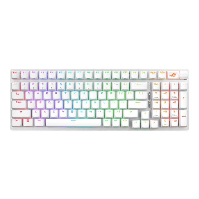 ASUS ROG Strix Scope II 96 Wireless – Fransk AZERTY – Hvid – tastatur set forfra