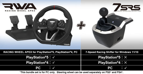 HORI - Racing Wheel Apex + 7-Speed Racing Shifter Bundle For PC (Windows 11/10) HORI