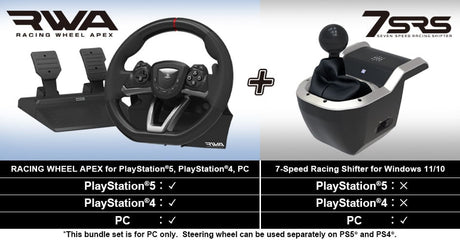 HORI - Racing Wheel Apex + 7-Speed Racing Shifter Bundle For PC (Windows 11/10) HORI