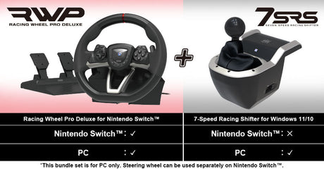 HORI - Racing Wheel Pro Deluxe + 7-Speed Racing Shifter Bundle For PC (Windows 11/10) HORI