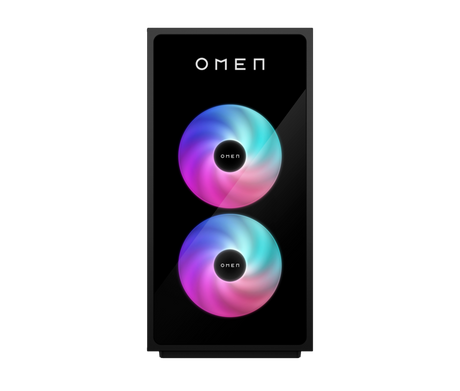 HP OMEN 35L GT16-0065ng – sort gamingcomputer set forfra med to RGB-blæsere