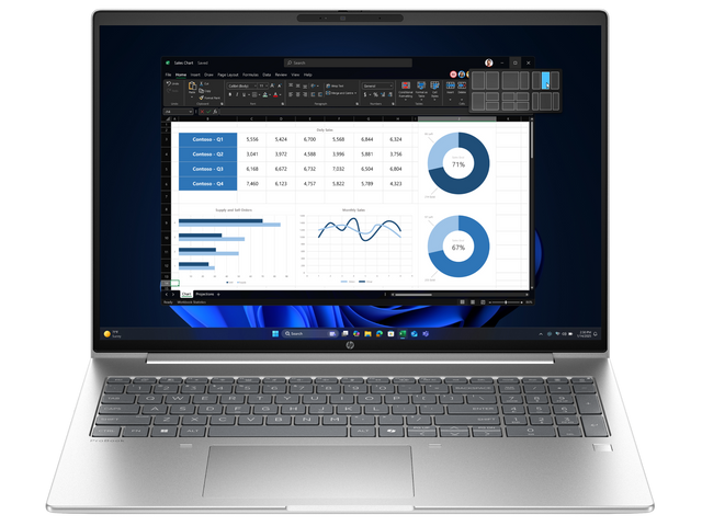 HP ProBook 4 G1a 16 AD2N1ET i Pike Silver, set forfra