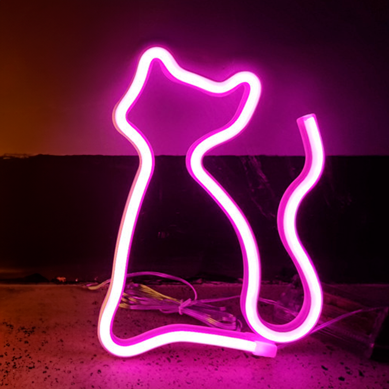 Katt Neon LED-lampa Rosa