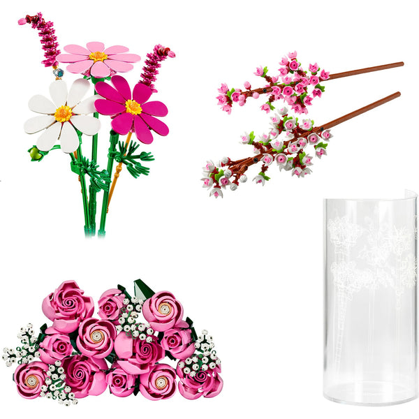 LEGO Botanicals Pink blomsterbuket – 3 byggesæt med vase
