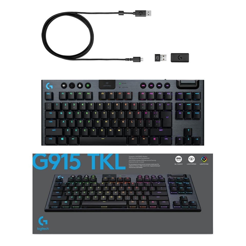 Logitech - G915 TKL Clicky Gaming Tangentbord - Nordisk Layout 