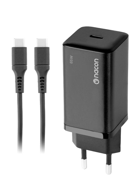 Nacon - 65W AC-adapter til Nintendo Switch II – 65W Ladeeffekt – Aftageligt 1,5 m USB-C Kabel (Sort) Nacon