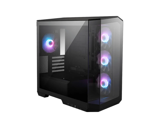 MSI MAG PANO M100R PZ – sort PC-kabinet – panoramakabinet med monterede ARGB-blæsere