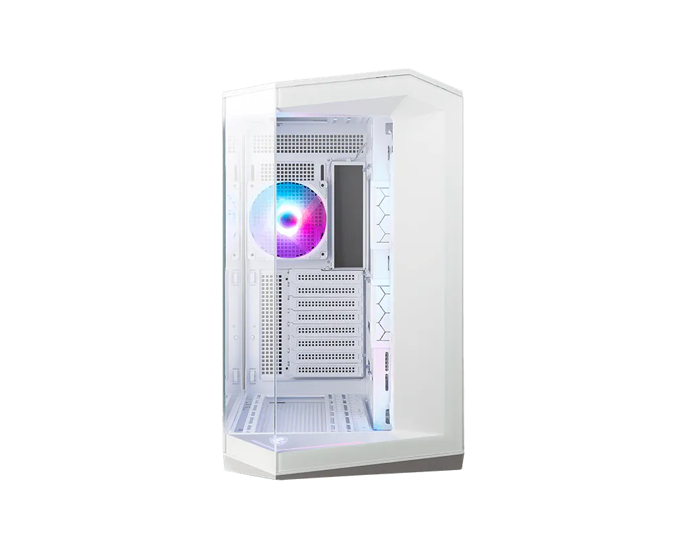 MSI MAG PANO 100R PZ White – hvidt PC-kabinet – hvidt panoramakabinet med ARGB-blæsere