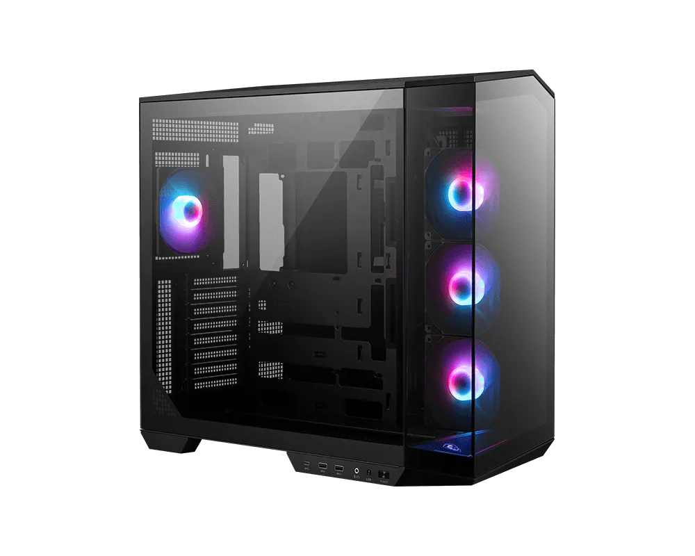 MSI MAG PANO 100R PZ – sort PC-kabinet – sort panoramakabinet med ARGB-blæsere
