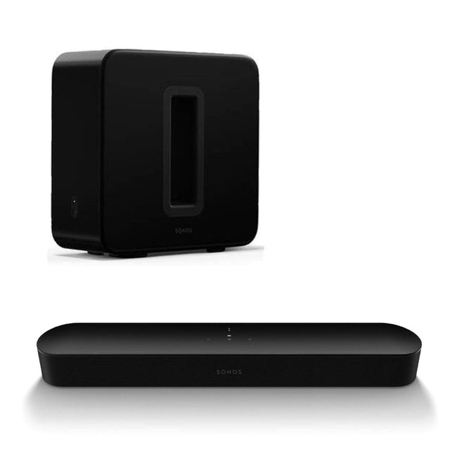 Sonos - Beam Black (Gen2) & Sonos - Subwoofer (Gen3) - Black Edition - Bundle Sonos
