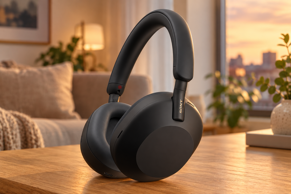 Sony WH-1000XM5 – trådløse hovedtelefoner med støjreduktion – sort – stemningsbillede