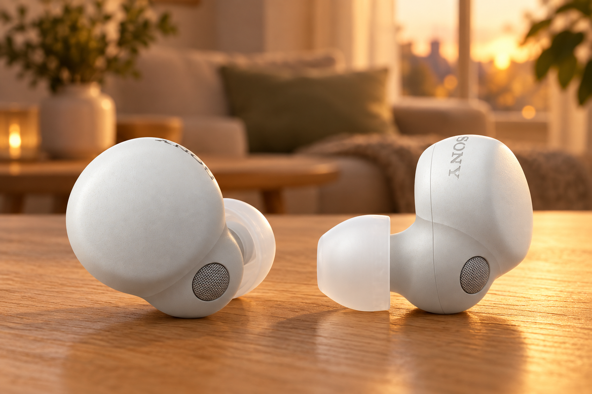 Sony LinkBuds S – trådløse in-ear-øretelefoner med støjreduktion – hvid – stemningsbillede