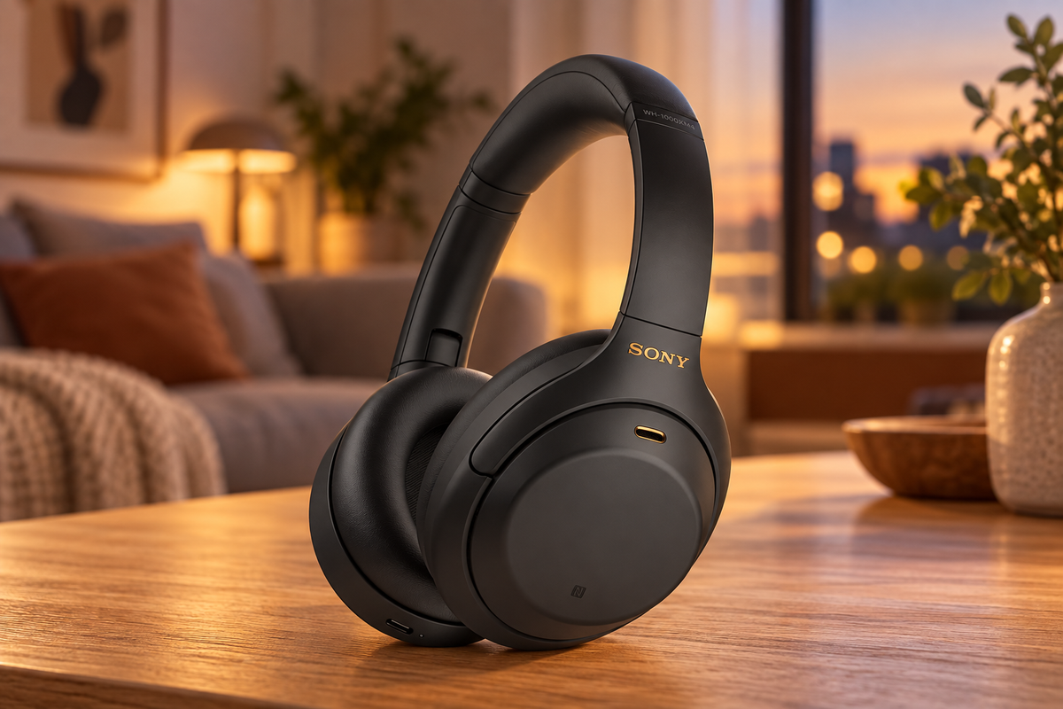 Sony WH-1000XM4 – trådløse hovedtelefoner med støjreduktion – sort – stemningsbillede