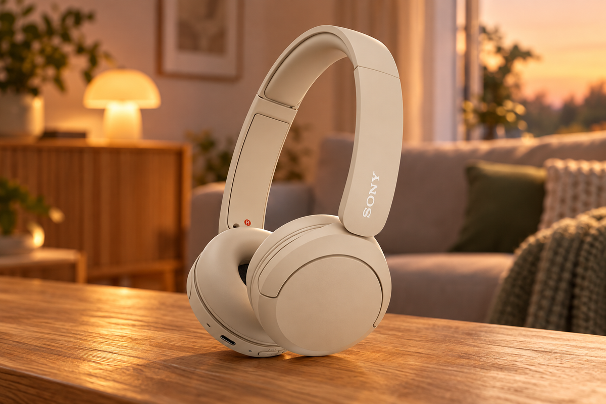 Sony WH-CH520 – trådløse on-ear-hovedtelefoner – cremefarvet – stemningsbillede