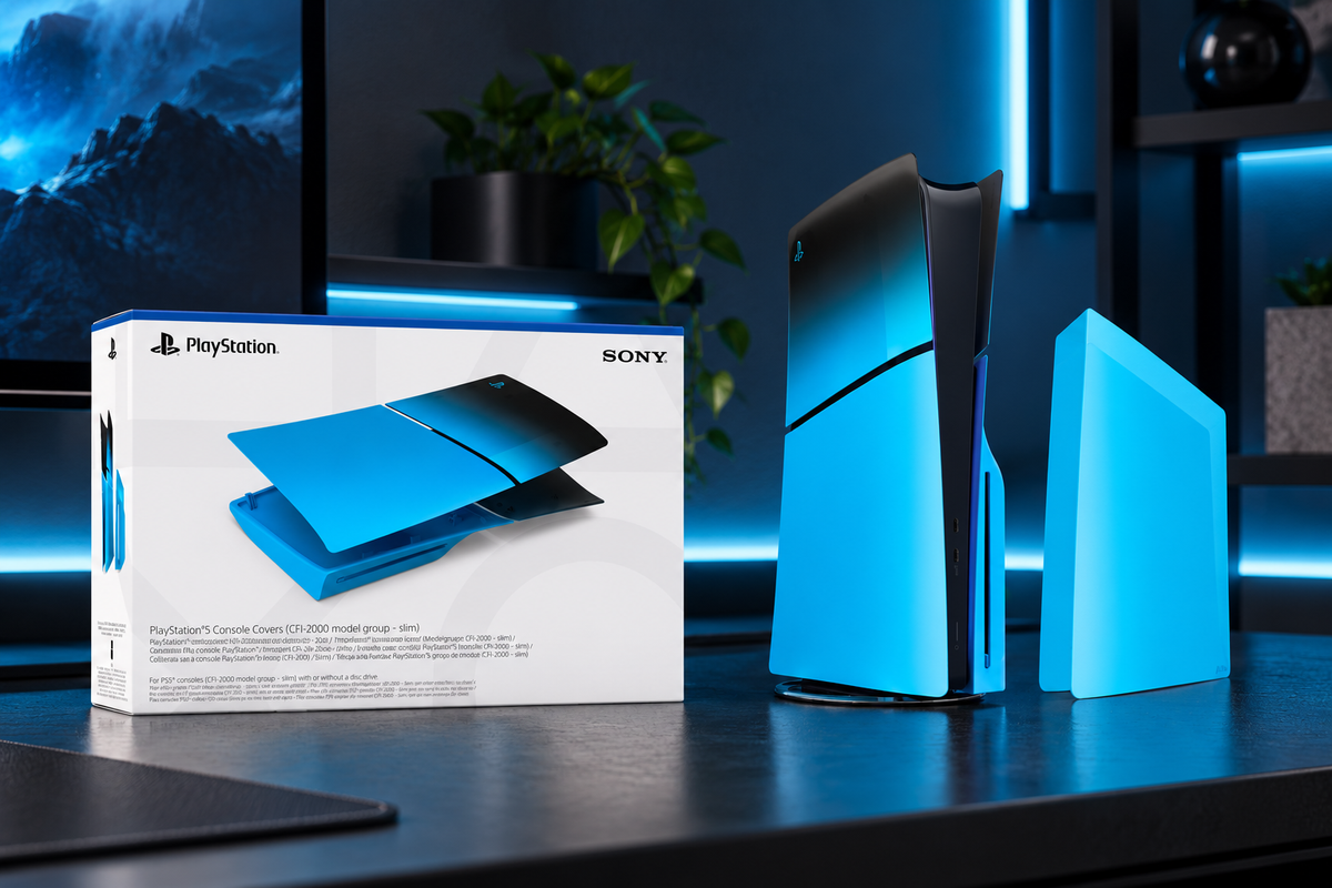 PlayStation 5 Cover (Slim) - Rhythm Blue – stemningsbillede