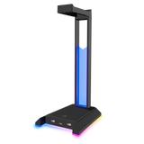 Speedlink - EXCELLO upplyst headsetstativ, 3-portars USB 2.0-hubb, integrerat ljudkort, svart