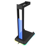 Speedlink - EXCELLO upplyst headsetstativ, 3-portars USB 2.0-hubb, integrerat ljudkort, svart