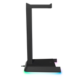 Speedlink - EXCELLO upplyst headsetstativ, 3-portars USB 2.0-hubb, integrerat ljudkort, svart