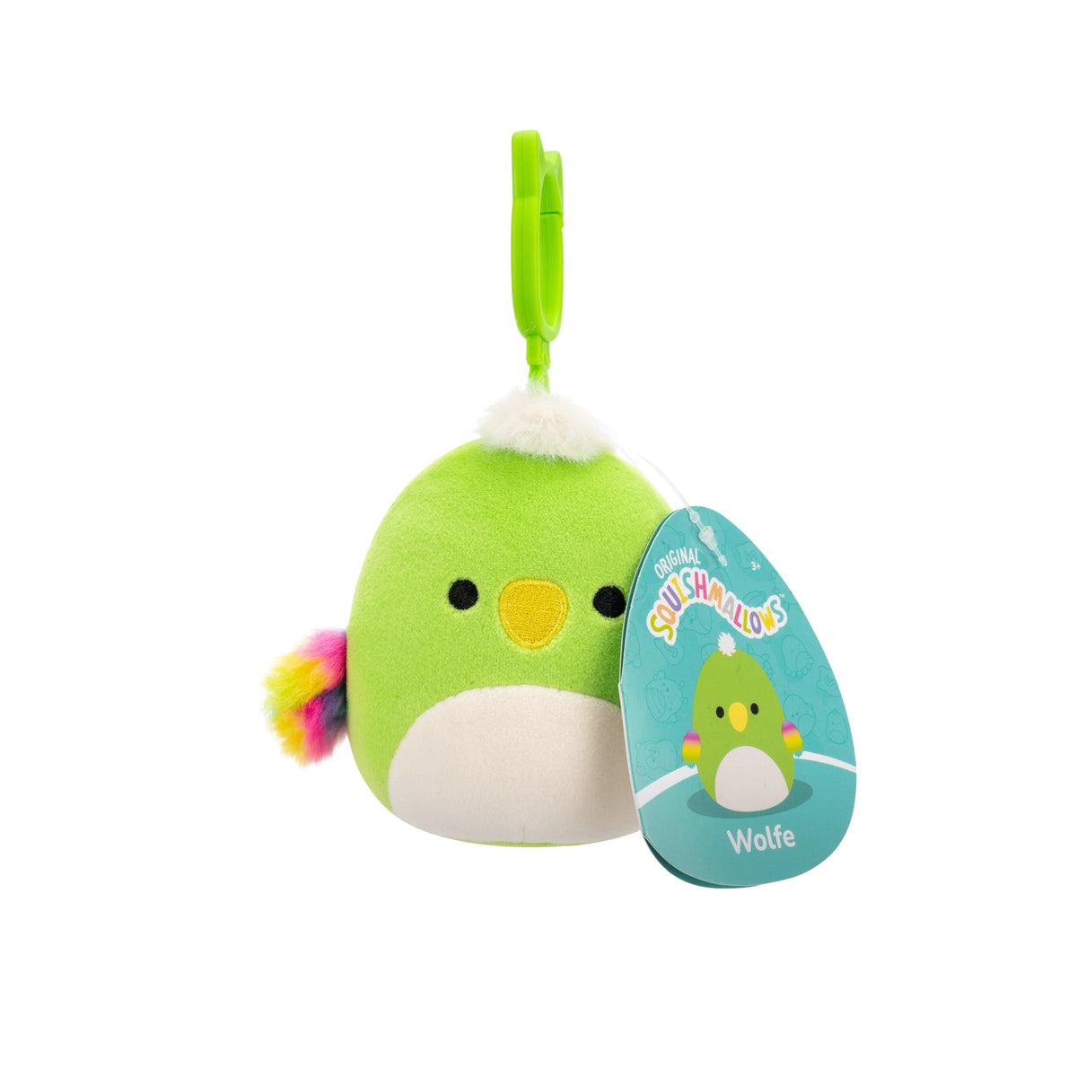 Squishmallows - 9 cm P22 Clip On  - Wolfe Green Parrot Squishmallows
